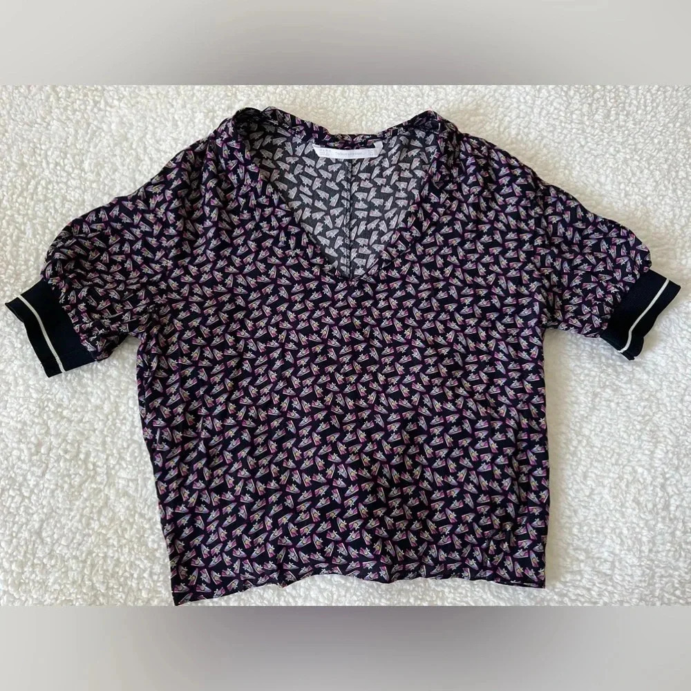 Zara Trafaluc Collection | Football Boot Tie Back Short Sleeve Top - Size XS - Picture 2 of 5